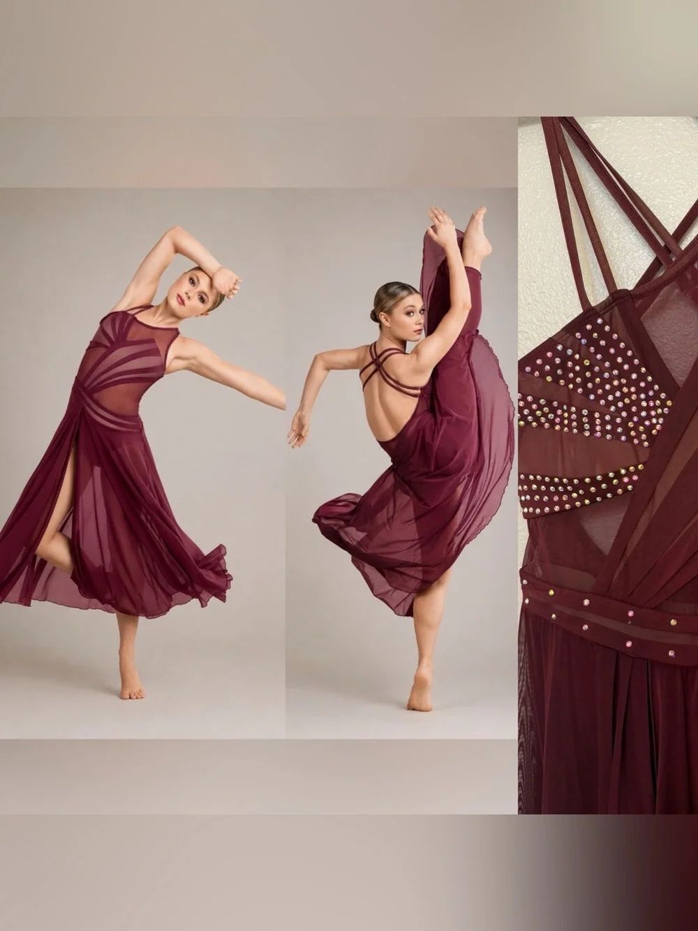 Tenth House solo lyrical 2 Die 4 Dance costume INCLINATION TD25459 Burgundy MA